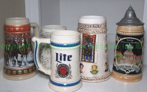lot 173 image: Beer steins including Miller Lite, Budweiser and more