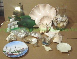 lot 195 image: Nautical theme decor including DeMott sailboat, and more as shown