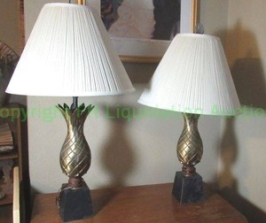 lot 189 image: Brass figural pineapple shaped lamps