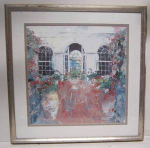 lot 465 image: Framed &amp Matted Print of Courtyard Scene