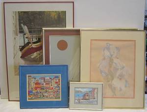 lot 599 image: Wall art in metal frames