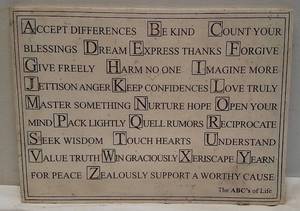 lot 625 image: ABCs of Life Wall Plaque