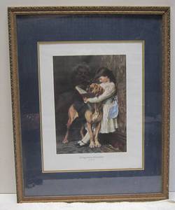 lot 650 image: Framed &amp Matted Print titled Compulsory Education by Briton Riviere