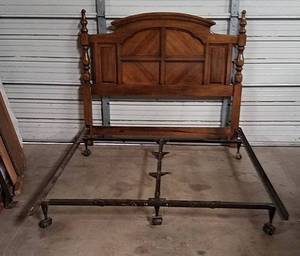 lot 701 image: Queen Size Bed Frame w Solid Wood Headboard