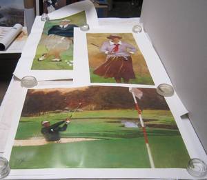 lot 729 image: 3 Golf Prints by Bart Forbes