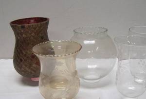 lot 784 image: 5 Glass Candle Chimneys