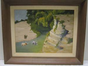 lot 806 image: 1824 Bob Brady Oil Painting in Solid Wood Frame