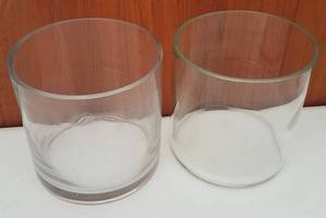 lot 157 image: SET OF 2 ROUND GLASS VASES