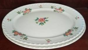 lot 220 image: LOT OF 2 VINTAGE WALKER CHINA SERVING PLATTERS MANDALAY PATTERN