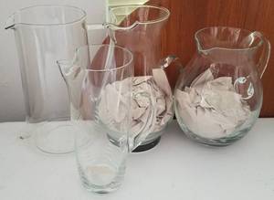 lot 181 image: LOT OF 4 GLASS PITCHERS