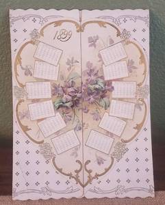 lot 12 image: NICE FIND ANTIQUE 1899 CALENDAR CARD (122 YEARS OLD) (23.75 W x 10.5 H)