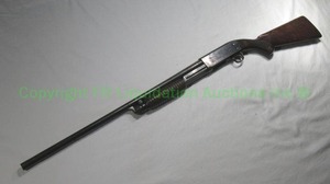 lot 400 image: Ithaca featherlight 12 ga. pump shotgun, rear stock needs repaired or replaced