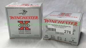 lot 276 image: Winchester Super X 16 ga. shotgun shells. 2 boxes, one box half full