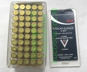 lot 406 image: CCI maxi-mag hollow point .22 WMR ammunition 50 rounds