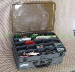 lot 395 image: Fishing tackle box with tackle and supplies