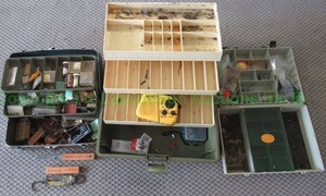 lot 283 image: 3 Fishing tackle boxes with tackle and supplies