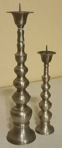 lot 31 image: METAL CANDLE STICK HOLDERS (17.75 & 12.25 HIGH)