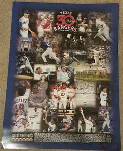 lot 74 image: TEXAS RANGERS 30 YEARS COMMEMORATIVE POSTER