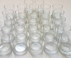 lot 146 image: LOT OF 27 GLASS CANDLE HOLDERS NO. 23320