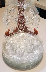 lot 171 image: LOT OF 9 CUT-STYLE GLASS SERVING PLATTERS