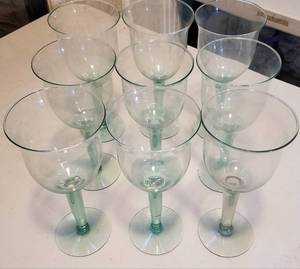 lot 172 image: LOT OF 9 TALL GLASS GOBLET-STYLE CANDLE HOLDERS (9.5 H x 4.5 DIAMETER)
