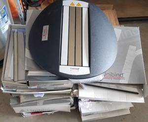 lot 250 image: UNIBIND BINDING MACHINE  SYSTEM AND ACCESSORIES (SEARCH THESE UP)