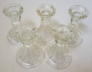 lot 281 image: LOT OF 5 GLASS CANDLE HOLDERS