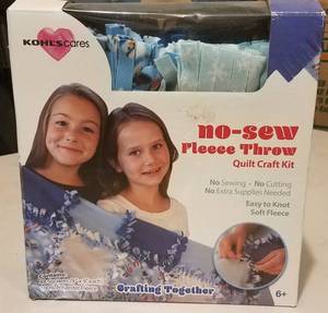 lot 245 image: KOHLS NO-SEW FLEECE THROW QUILT CRAFT KIT (NEW IN BOX)