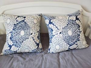 lot 7 image: 20 Blue & Cream Floral Throw Pillows