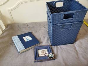 lot 9 image: Photobook, Frame & Blue Bins