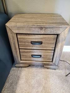 lot 21 image: Laminated Wood 2-Drawer Side Table