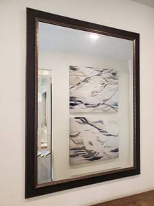 lot 38 image: Framed Beveled Wall Mirror