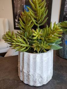 lot 59 image: White Terracotta Pot with Faux Succulent