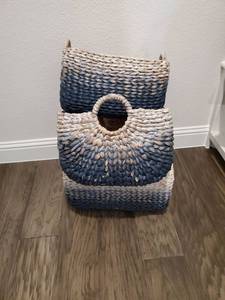 lot 94 image: Three Woven Wicker Ombre Baskets