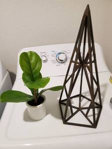 lot 98 image: Metal Pyramid Sculpture & Faux Succulent