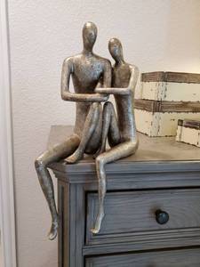 lot 114 image: Metallic Resin Lady & Man Sculpture