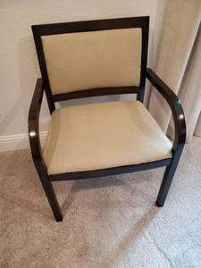 lot 120 image: Upholstered Wood Framed Arm Chair