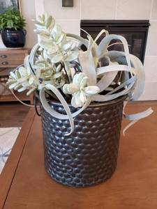 lot 132 image: Faux Succulents in Metal Container