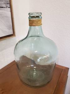 lot 142 image: Green Tinted Glass Bottle with Rope Trim