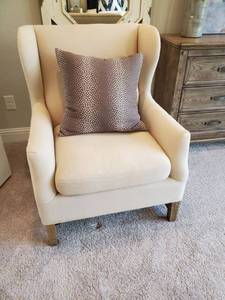 lot 159 image: Coaster Cream Upholstered Wing Back Chair