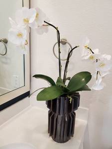 lot 177 image: Ceramic Pot with Faux Orchids
