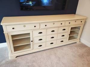 lot 206 image: Universal Distressed Off-White Entertainment Console