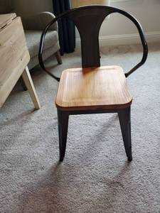 lot 216 image: Metal Chair with Wood Seat