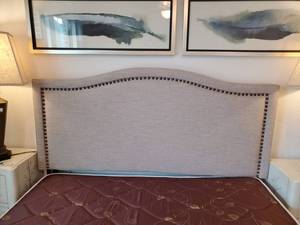 lot 227 image: Queen Size Headboard with Nail Head Trim