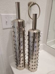 lot 16 image: Pair of Metal Industrial Vases