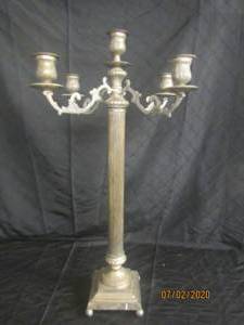 lot 3 image: ANTIQUE SILVER 32.5  HEIGHT 5 ARM CANDELABRA CANDLE HOLDER FLOOR STANDING OR TABLE TOP&nbsp