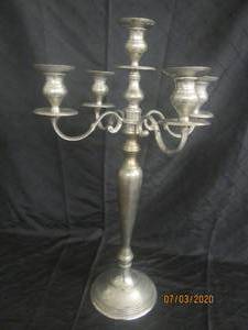 lot 40 image: 28 HEIGHT ANTIQUE&nbsp SILVER 5 ARM TAPER CANDLE CANDELABRA HOLDER FLOOR STANDING OR TABLE TOP&nbsp