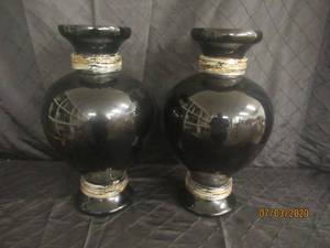 lot 97 image: DUO BLACK 18 HEIGHT VASES