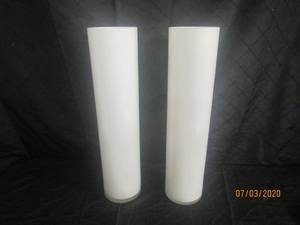 lot 108 image: DUO UCI GLASS CYLINDER VASES WHITE 20 H&nbsp