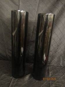 lot 109 image: DUO GLASS CYLINDER VASES BLACK 21 12  H&nbsp